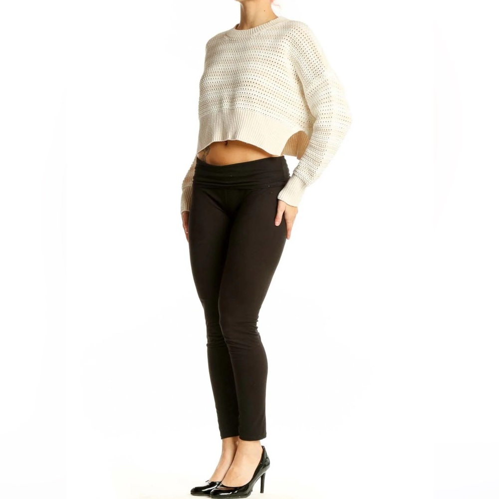 Jessica Simpson Cream Cropped Open Knit Sweater